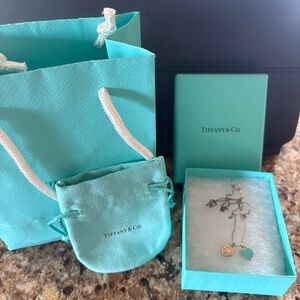 Tiffany and Co Blue Double Heart Tag Pendant